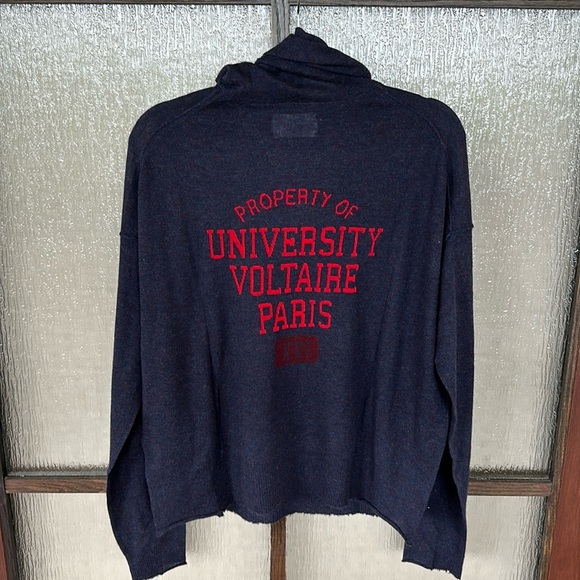 Zadig & Voltaire Sweaters - Zadig & Voltaire cashmere front pocket hoody in navy/red size medium New $498